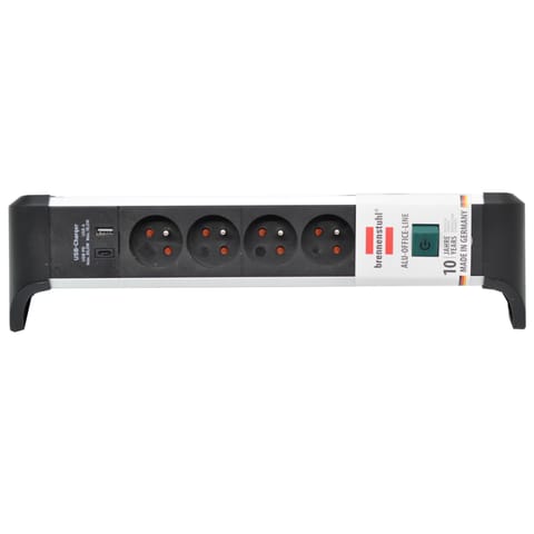 ⁨Listwa zasilająca Alu Office Line 4 gniazda 2 USB A I C 1,8m⁩ w sklepie Wasserman.eu