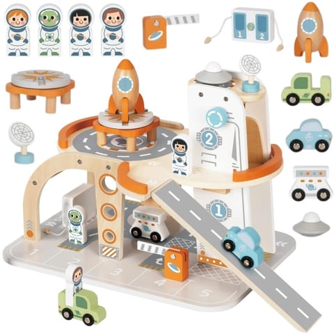 ⁨TOOKY TOY Drewniany Kosmiczny Parking  Stacja Kosmiczna⁩ w sklepie Wasserman.eu