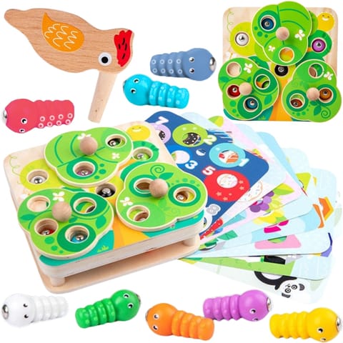 ⁨TOOKY TOY Drewniana Gra Zręcznościowa 2w1 Wyciągnij Robaczki dla Dzieci⁩ w sklepie Wasserman.eu