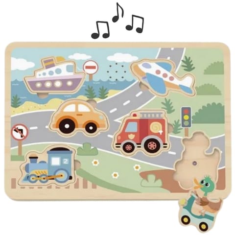 ⁨TOOKY TOY Drewniane Interaktywne Puzzle Pojazdy⁩ w sklepie Wasserman.eu
