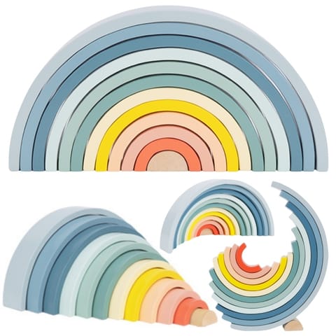 ⁨TOOKY TOY Pastelowa Układanka Drewniane Klocki Montessori Tęcza⁩ w sklepie Wasserman.eu