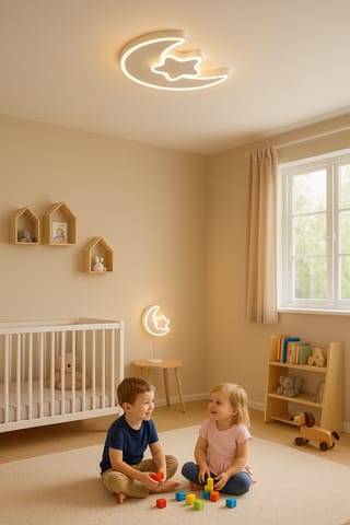 ⁨Lampa LED sufitowa plafon do pokoju dziecięcego ściemniana LUMELA + pilot księżyc biała⁩ w sklepie Wasserman.eu