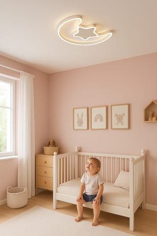⁨Lampa LED sufitowa plafon do pokoju dziecięcego ściemniana LUMELA + pilot księżyc biała⁩ w sklepie Wasserman.eu