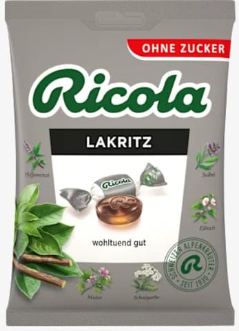 ⁨Ricola Lakritz Cukierki bez Cukry 75 g⁩ w sklepie Wasserman.eu