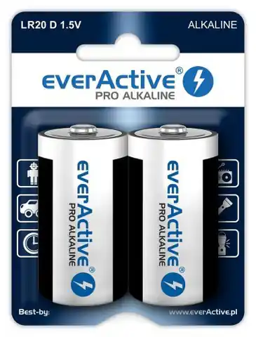 ⁨Zestaw baterii alkaliczne everActive EVLR20-PRO (x 2)⁩ w sklepie Wasserman.eu