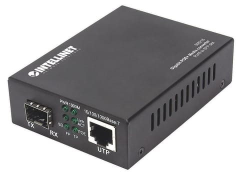 ⁨Gigabit Media Converter PoE+ 1000Base-T RJ45 to SFP Slot⁩ at Wasserman.eu