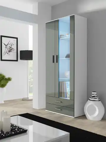 ⁨Cama display cabinet SOHO S6 2D2S white/grey gloss⁩ at Wasserman.eu