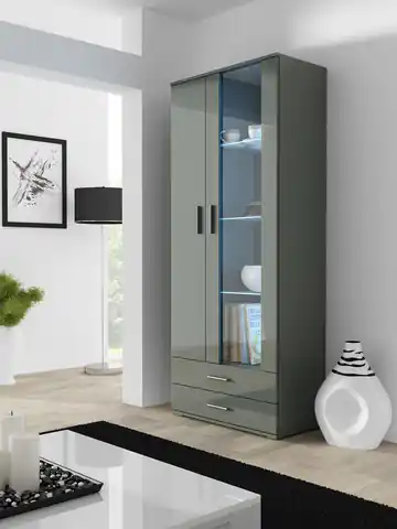 ⁨Cama display cabinet SOHO S6 2D2S grey/grey gloss⁩ at Wasserman.eu