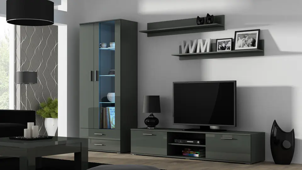 ⁨SOHO 8 set (RTV180 cabinet + S6 + shelves) Grey / Gloss grey⁩ at Wasserman.eu