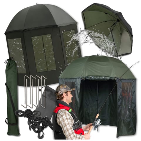 ⁨PARASOL WĘDKARSKI NAMIOT NA RYBY PEŁNY Z OSŁONĄ Z BOKAMI WODOODPORNY 240 cm⁩ w sklepie Wasserman.eu