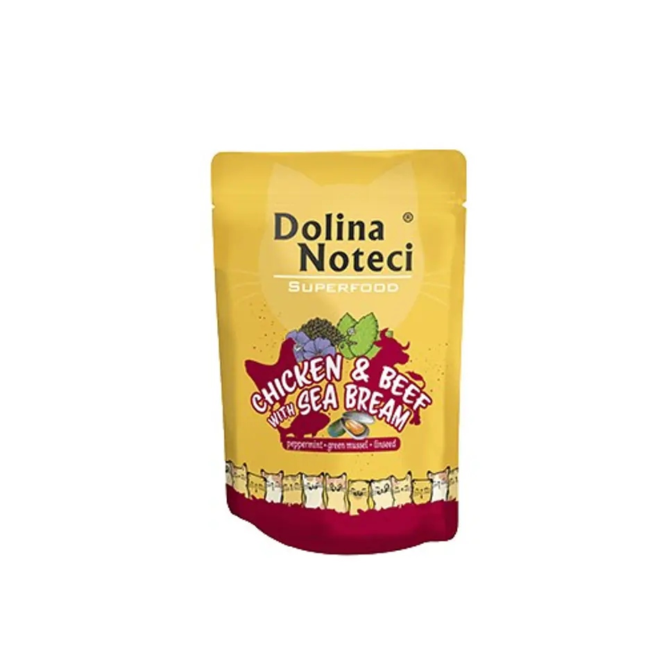 ⁨DOLINA NOTECI Superfood with chicken, beef and sea bream - wet cat food - 85g⁩ at Wasserman.eu