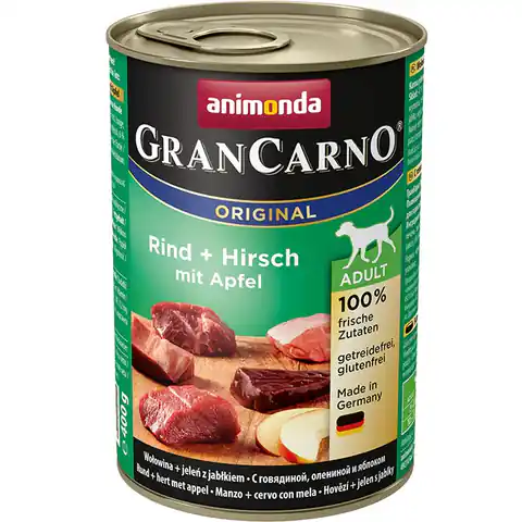 ⁨ANIMONDA Grancarno Adult smak: wołowina, jeleń i jabłko 400g⁩ w sklepie Wasserman.eu