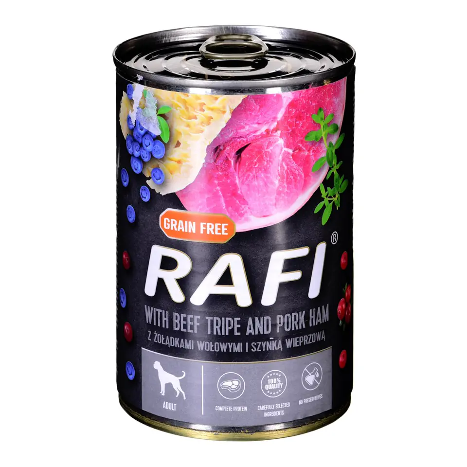 ⁨Dolina Noteci Rafi beef stomachs with ham - wet dog food - 400g⁩ at Wasserman.eu