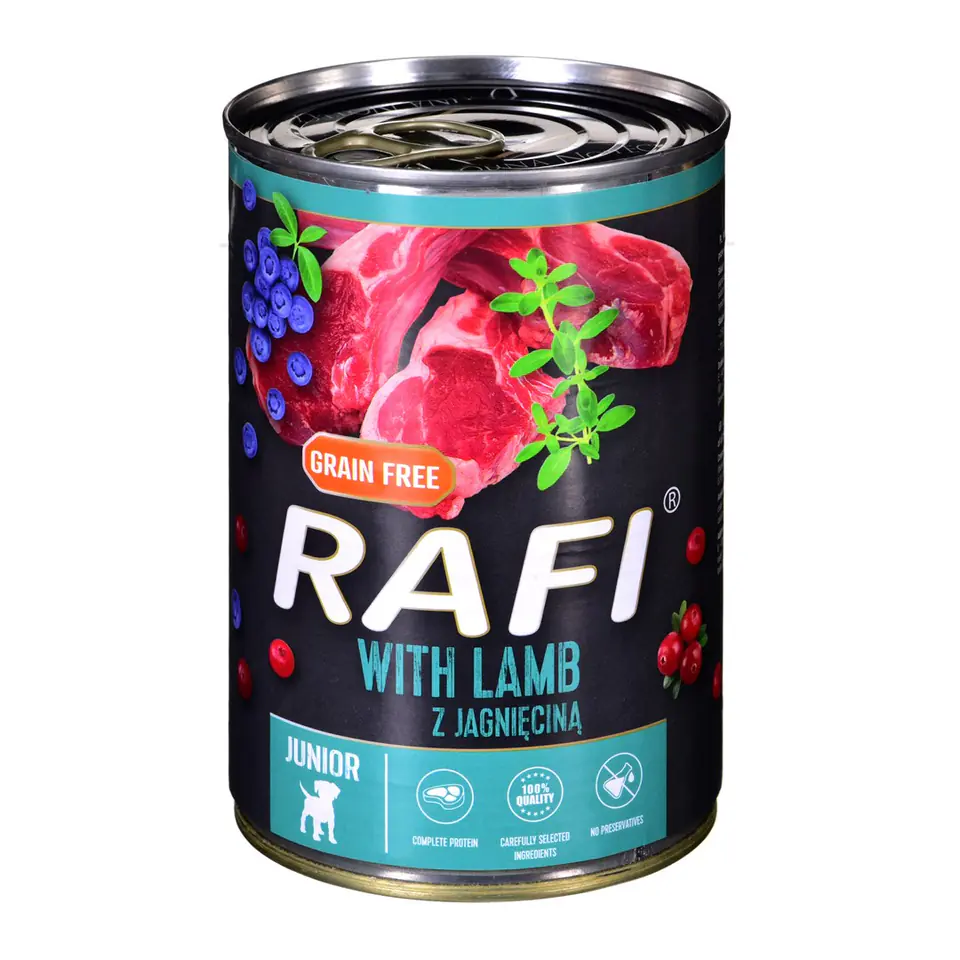 ⁨Dolina Noteci Rafi Junior with lamb, cranberry and blueberry - Wet dog food 400 g⁩ at Wasserman.eu