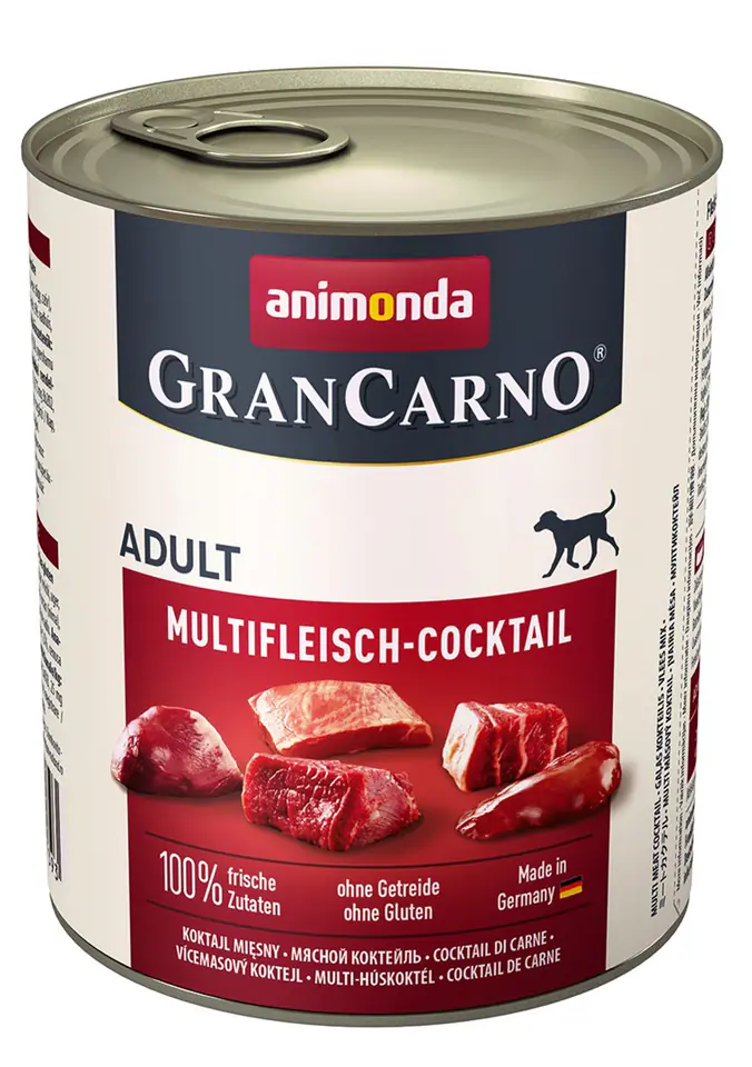 ⁨animonda GranCarno multi meat cocktail Beef, Chicken, Game, Heart, Turkey Adult 800 g⁩ at Wasserman.eu