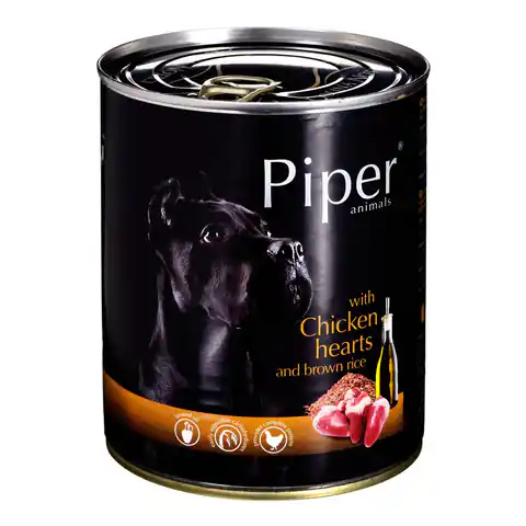 ⁨DOLINA NOTECI Piper Animals z sercami kurczaka i ryżem - mokra karma dla psa - 800 g⁩ w sklepie Wasserman.eu