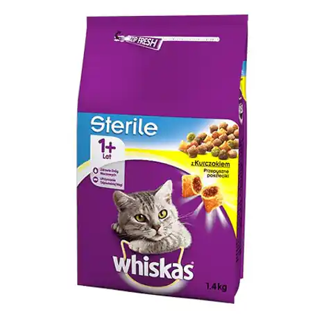 ⁨WHISKAS Sterile z kurczakiem - sucha karma dla kotów - 1,4 kg⁩ w sklepie Wasserman.eu