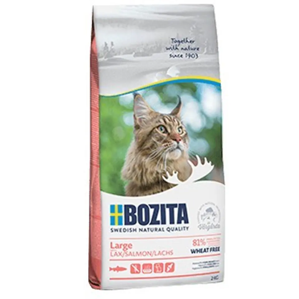 ⁨BOZITA Large Wheat free Salmon - dry food for large and long haired cats - 2kg⁩ at Wasserman.eu