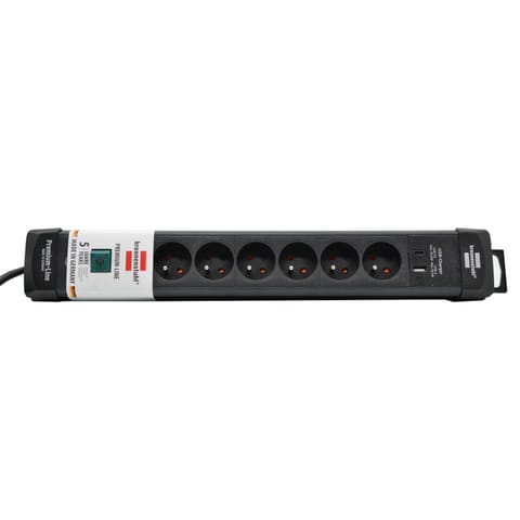 ⁨Listwa zasilająca Premium Line 6 gniazd USB C i A kabel 3m czarna⁩ w sklepie Wasserman.eu