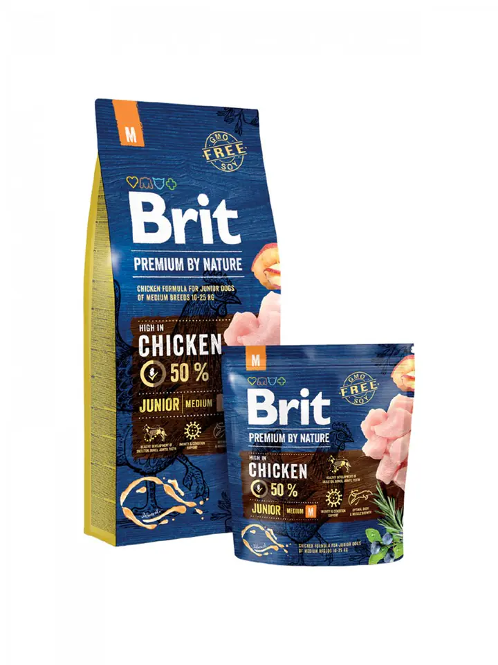 ⁨Brit Premium by Nature Junior M Dry dog food Chicken 3kg⁩ at Wasserman.eu
