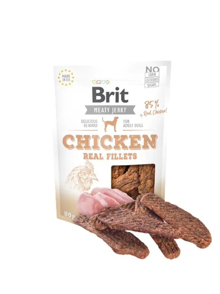 ⁨BRIT Meaty Jerky Chicken Fillets - dog treat - 80 g⁩ at Wasserman.eu