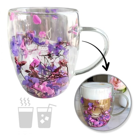 ⁨Szklanka termiczna z kwiatami w środku, gipsówka hortensje róż 300 ml 1szt SZK166⁩ w sklepie Wasserman.eu