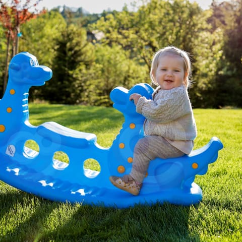 ⁨WOOPIE Bujak Wieloosobowy Dino Huśtawka Równoważna Niebieska⁩ w sklepie Wasserman.eu