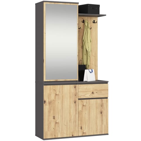 ⁨ZESTAW NA PRZEDPOKÓJ ENTRO PK GRAFIT SZARY / DĄB ARTISAN⁩ w sklepie Wasserman.eu