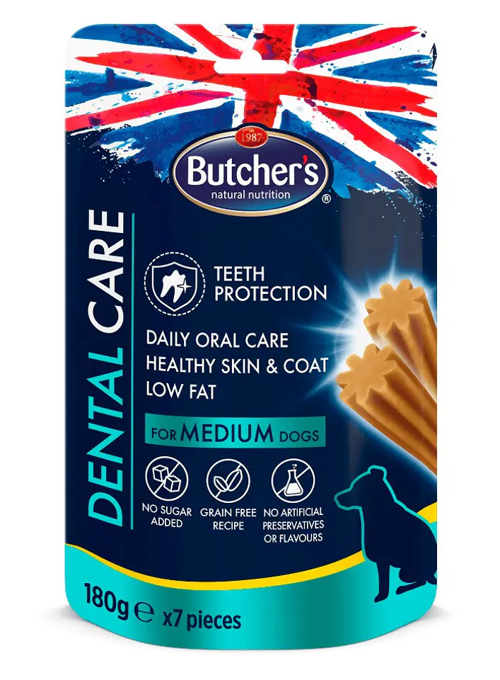 ⁨BUTCHER'S Dental Care - dental snack for medium sized dogs - 180g⁩ at Wasserman.eu