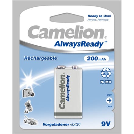 ⁨Camelion 9V/6HR61, 200 mAh, AlwaysReady Rechargeable Batteries Ni-MH, 1 pc(s)⁩ at Wasserman.eu