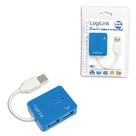 ⁨HUB USB 2.0 4-Ports 'Smile' - blue⁩ at Wasserman.eu
