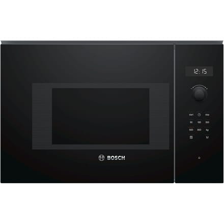 ⁨Bosch Microwave Oven BFL524MB0 20 L, Retractable, Rotary knob, Touch Control, 800 W, Black, Built-in, Defrost function⁩ at Wasserman.eu