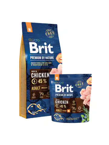 ⁨Brit Premium by Nature Adult M - dry dog food - Apple, Chicken, Corn 15 kg⁩ at Wasserman.eu