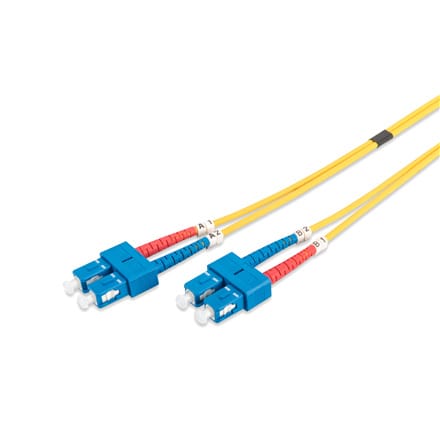 ⁨Digitus | Kabel krosowy | Światłowód | Męski | SC jednomodowy | Męski | SC jednomodowy | Żółty | 1 m⁩ w sklepie Wasserman.eu