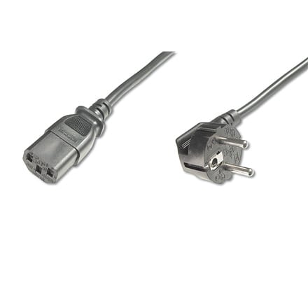 ⁨Digitus Power Cord, CEE 7/7 (Type-F) 90ø angled - C13 m/F, H05VV-F3G 0.75qmm 1.8 m, Black⁩ at Wasserman.eu