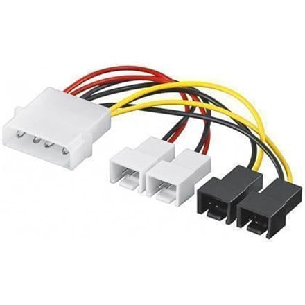 ⁨Goobay 93632 Power cable/adapter for PC fans; 5.25 inch male to fan 2x 12 V/2x 5 V, 0.15 m⁩ at Wasserman.eu