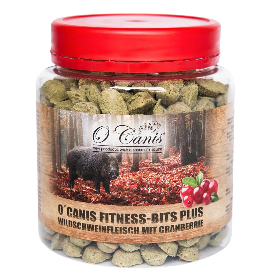 ⁨O'CANIS Fitness Bits Plus Wild boar with cranberries - dog treat - 300 g⁩ at Wasserman.eu