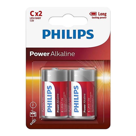 Bateria alkaliczna, C (LR14), C, 1.5V, PHILIPS, blistr, 2-pack, LR14P2B/10, Power Alkaline w sklepie Wasserman.eu
