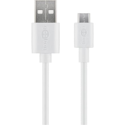 ⁨Goobay | Kabel USB | Wtyk | 4-pinowy USB Typ A | Wtyk | Biały | 5-pinowy Micro-USB Typ B | 1 m⁩ w sklepie Wasserman.eu