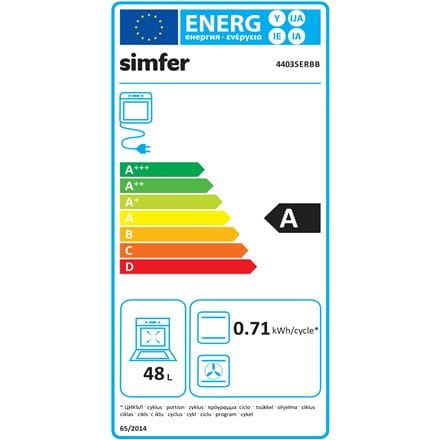 ⁨Simfer Cooker 4403SERBB Hob type Gas, Oven type Electric, White, Width 50 cm, Electronic ignition, 48 L, Depth 55 cm, A⁩ at Wasserman.eu