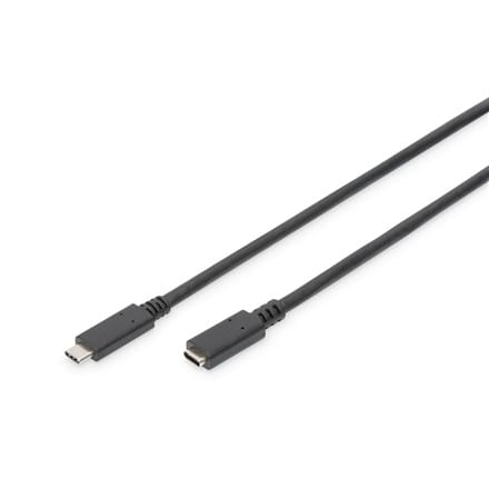⁨Digitus | Przedłużacz USB-C | Żeńskie | 24-pinowe USB-C | Męskie | Czarne | 24-pinowe USB-C | 2 m⁩ w sklepie Wasserman.eu