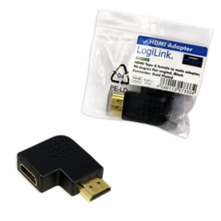 ⁨HDMI Adapter, AM to AF in 90 degree flat angled Logilink⁩ at Wasserman.eu