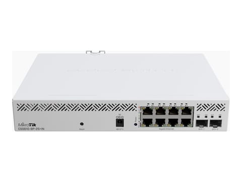 ⁨MikroTik | Cloud Router Switch | CSS610-8P-2S+IN | Brak Wi-Fi | Ilość portów 10/100 Mbps (RJ-45) | Porty 10/100/1000 Mbit/s | Po⁩ w sklepie Wasserman.eu