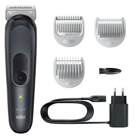 ⁨Braun Body Groomer BG3340 Cordless and corded, Operating time (max) 80 min, NiMH, Black/Grey⁩ at Wasserman.eu