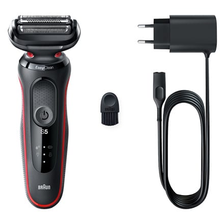 ⁨Braun Shaver 51-R1000s Operating time (max) 50 min, Wet & Dry, Black/Red⁩ at Wasserman.eu