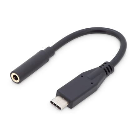 Digitus | Adapter USB-C do gniazda słuchawkowego | Żeńskie | 24-pinowe USB-C | Mini-phone stereo 3,5 mm | Czarne | 0,2 m w sklepie Wasserman.eu