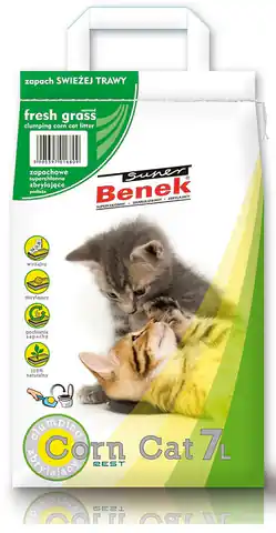 ⁨CERTECH Super Benek Corn Cat świeża trawa - żwirek kukurydziany zbrylający 7l⁩ w sklepie Wasserman.eu
