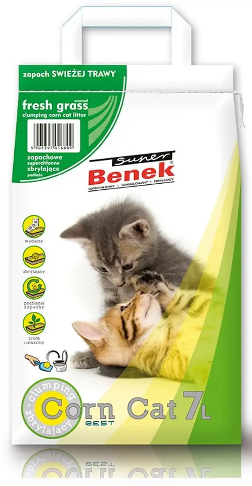 ⁨Certech Super Benek Corn Cat Fresh Grass - Corn Cat Litter Clumping 7 l⁩ at Wasserman.eu