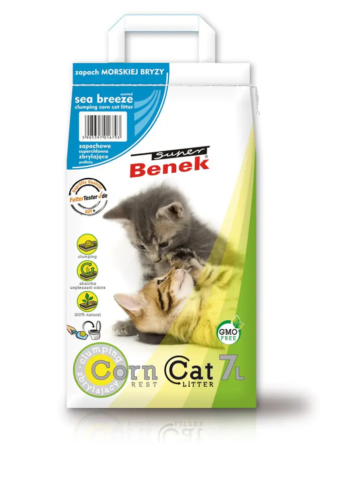 ⁨CERTECH Super Benek Corn Cat morska bryza - żwirek kukurydziany zbrylający 7l⁩ w sklepie Wasserman.eu