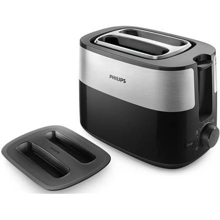 ⁨Philips | HD2517/90 Daily Collection | Toster | Moc 830 W | Liczba gniazd 2 | Materiał obudowy tworzywo sztuczne | Czarny/stal n⁩ w sklepie Wasserman.eu